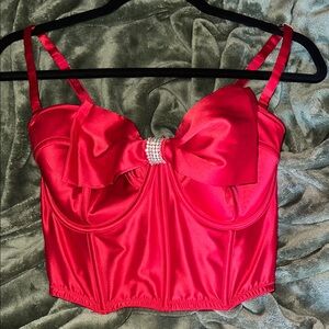 Victoria's Secret Red Satin Bra with Bow